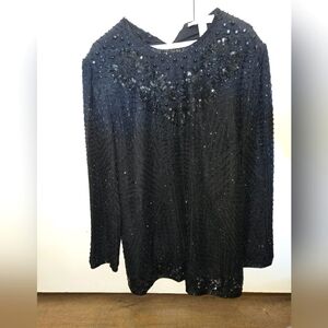 Valerie Stevens Black Beaded Evening Top